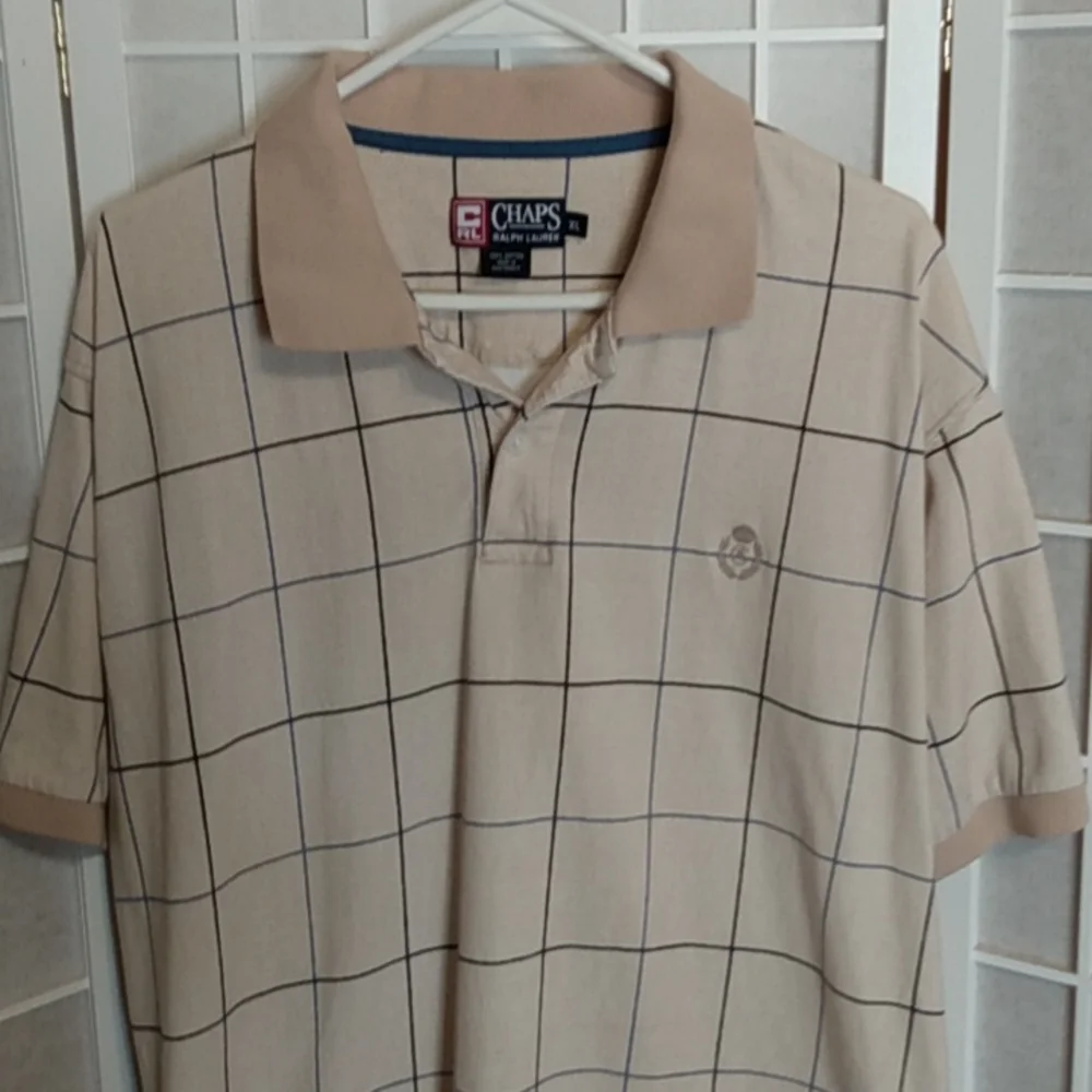 *Chaps Ralph Lauren Polo Shirt Men's XL Collared‎ Short Sleeves Checkered